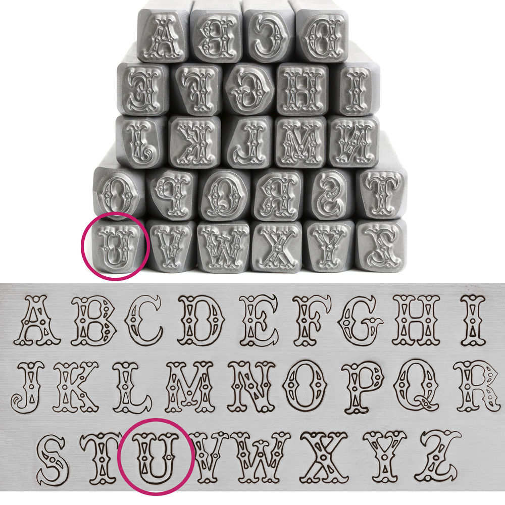 Metal Stamping Tools Cowgirl Carnival Letter "U" 7mm - Beaducation Original